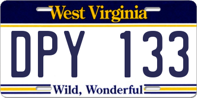 WV license plate DPY133