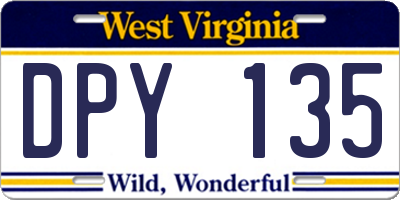WV license plate DPY135