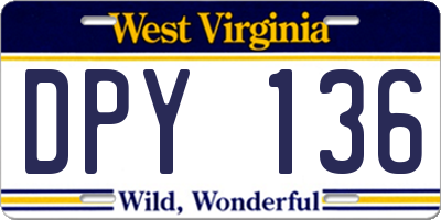 WV license plate DPY136