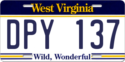 WV license plate DPY137