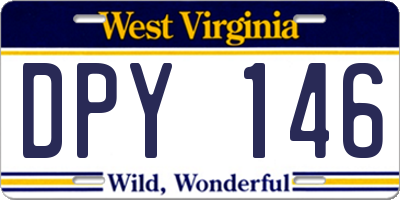 WV license plate DPY146