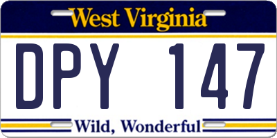 WV license plate DPY147
