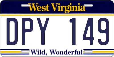 WV license plate DPY149