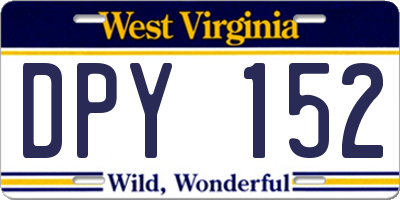 WV license plate DPY152