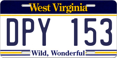 WV license plate DPY153