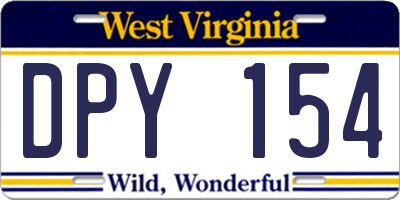 WV license plate DPY154
