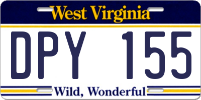 WV license plate DPY155