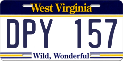 WV license plate DPY157