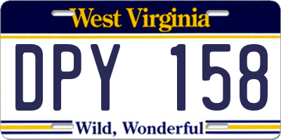 WV license plate DPY158
