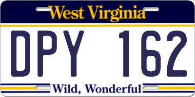 WV license plate DPY162