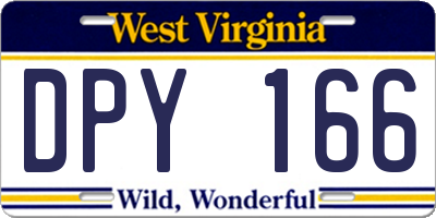 WV license plate DPY166