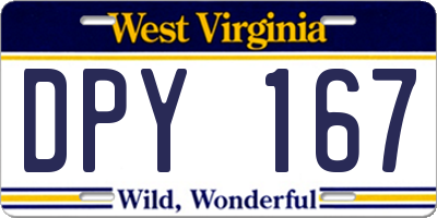 WV license plate DPY167