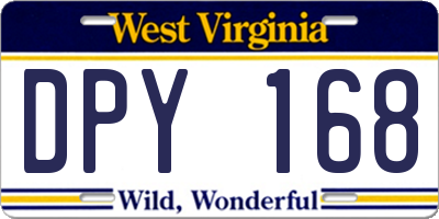 WV license plate DPY168