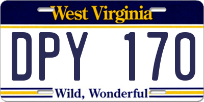 WV license plate DPY170