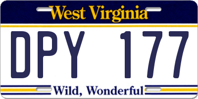 WV license plate DPY177