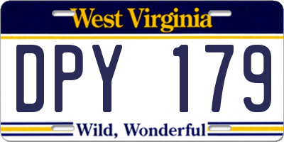 WV license plate DPY179