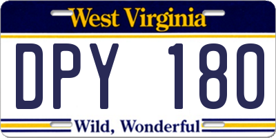 WV license plate DPY180
