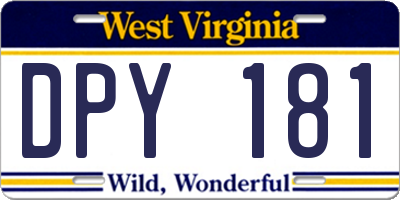 WV license plate DPY181