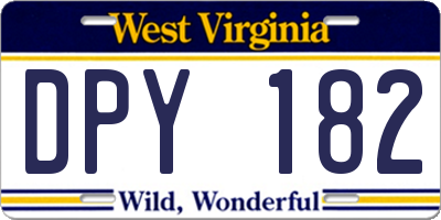 WV license plate DPY182