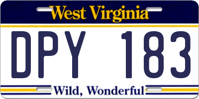 WV license plate DPY183