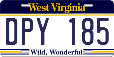 WV license plate DPY185