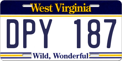 WV license plate DPY187