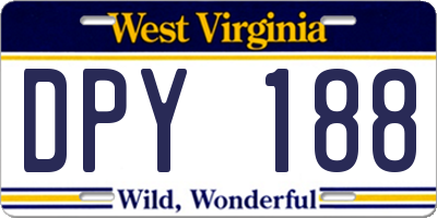 WV license plate DPY188
