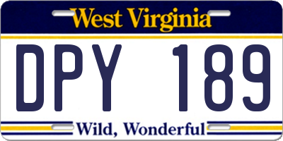 WV license plate DPY189