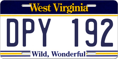 WV license plate DPY192