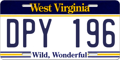 WV license plate DPY196