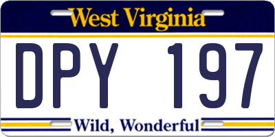 WV license plate DPY197