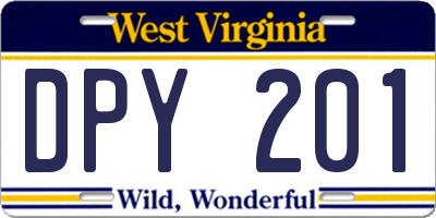 WV license plate DPY201