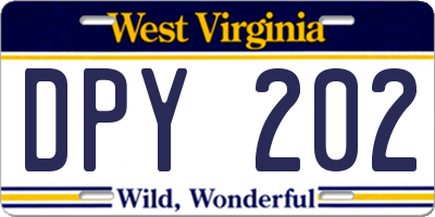 WV license plate DPY202