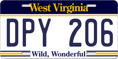 WV license plate DPY206