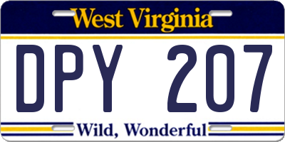 WV license plate DPY207