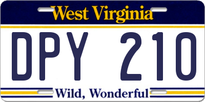 WV license plate DPY210