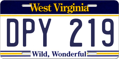 WV license plate DPY219