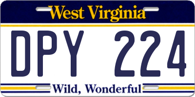 WV license plate DPY224