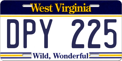 WV license plate DPY225