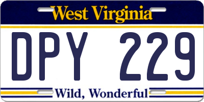 WV license plate DPY229