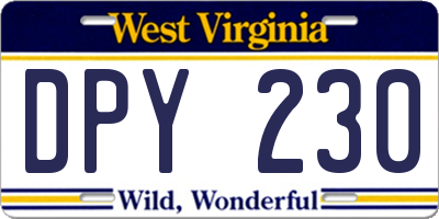 WV license plate DPY230
