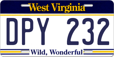 WV license plate DPY232