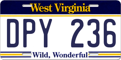 WV license plate DPY236