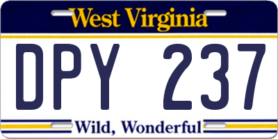 WV license plate DPY237