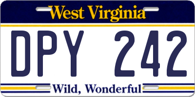WV license plate DPY242