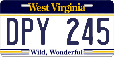 WV license plate DPY245