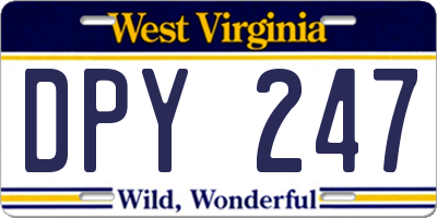 WV license plate DPY247