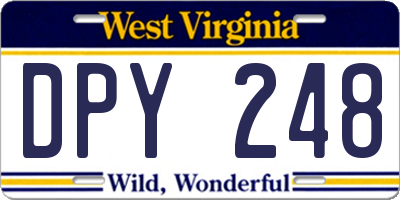WV license plate DPY248