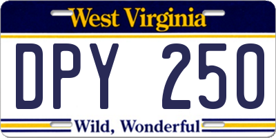 WV license plate DPY250
