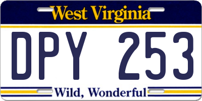 WV license plate DPY253